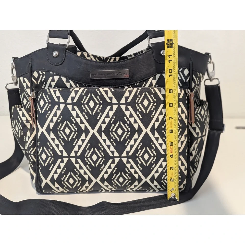 Petunia Pickle Bottom Downtown Tote Diaper Bag Black Cream Geometric Tribal